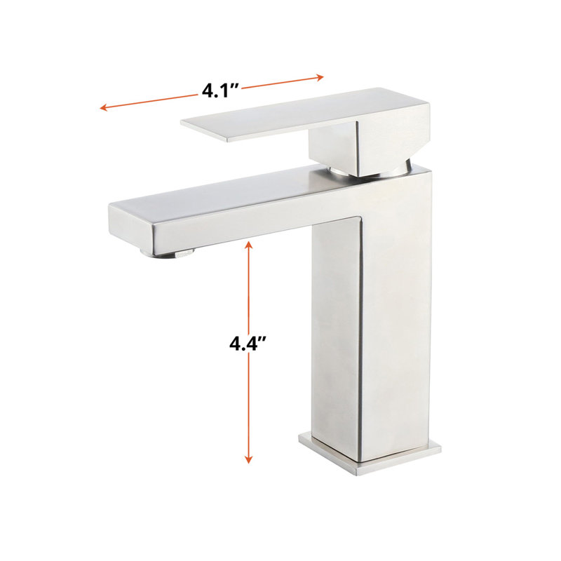 Monte Single Hole Stainless Steel Bathroom Faucet, Satin Nickel