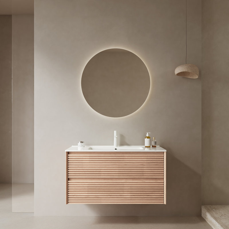 Meuble-lavabo de salle de bain avec lavabo, 36", Chêne clair