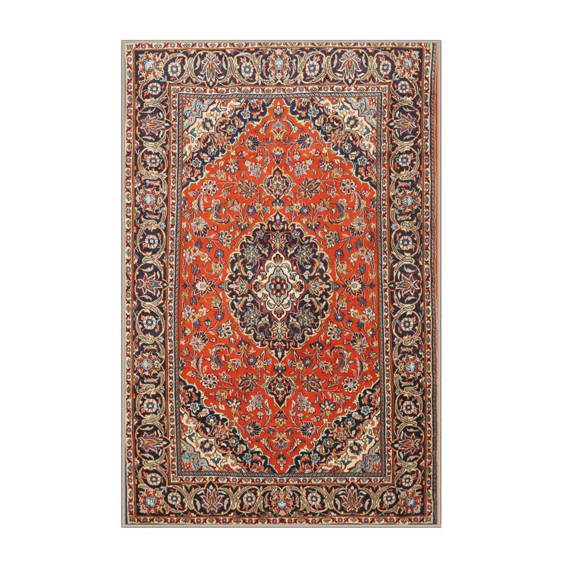 Tapis traditionnel mehroon/noir/crème Ralfs, Rectangle 6 pi x 9 pi