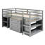 Lit mezzanine simple bas avec cabinet et bureau portatif à roulettes-106609738