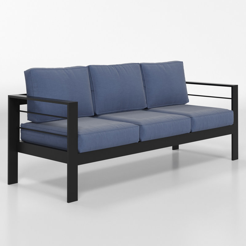 All-Aluminum Outdoor Sofa for all Weather, 3-Person Patio Seating with Soft Cushion, Outdoor Seating with 3.2" Widened Armrest
