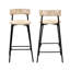 Ensemble de 2 tabourets de bar en corde de papier tressée à la main. Chaises de bar décoratives pour la maison. Structure en métal noir, siège blanc crème. Polyvalents et faciles à installer, surtout dans un restaurant.