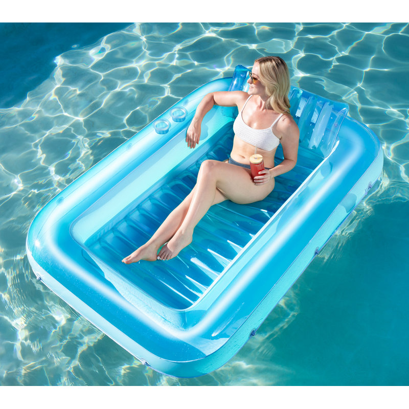 70" x 46" Pool Floats Adult with Pillow, 4 in 1 Suntan Tub Raft Floatie