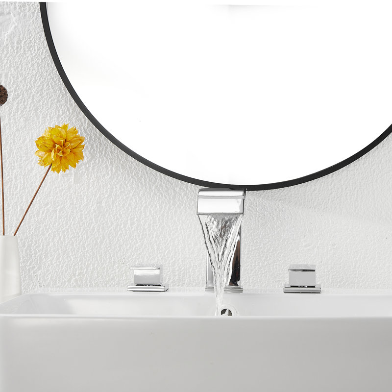Robinet de salle de bain à large entraxe avec bonde, Argent