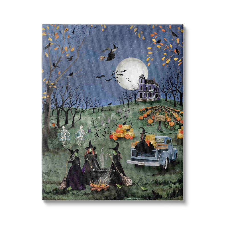 "Autumnal Witches Scene", art mural par Heatherlee Chan, H 20 po x l 16 po x P 1,5 po
