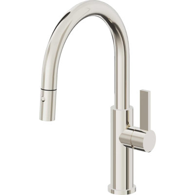 Corsano Contemporary Pull Down Kitchen Faucet with Button Sprayer Low Arc Spout and FB Series Handle