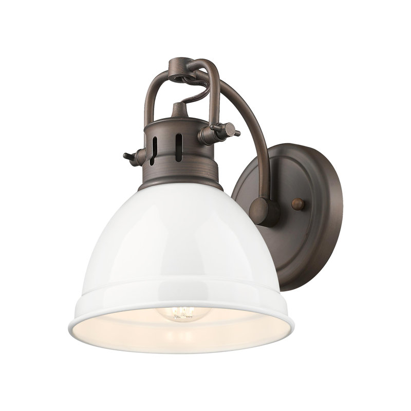 Meuble-lavabo 1 lumière Brianni, Bronze huilé, Blanc