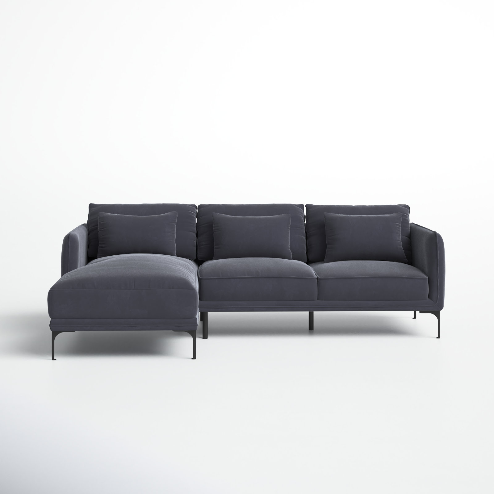 Rae 2 - Piece Upholstered Chaise Sectional, Grey Cotton Blend, Left Hand Facing