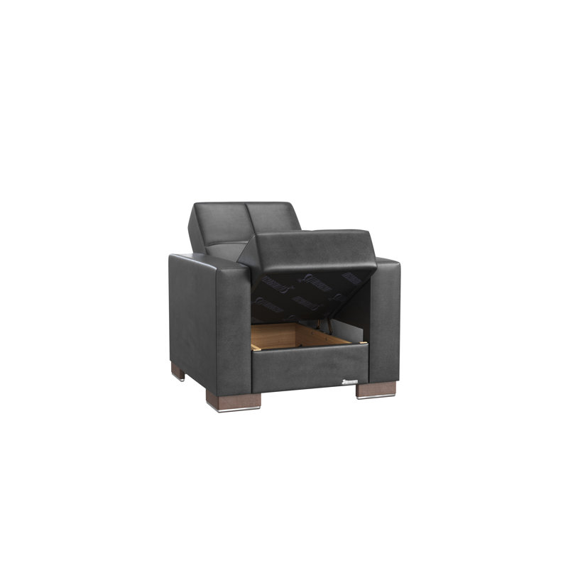 Fauteuil convertible en cuir Vegan, Noir