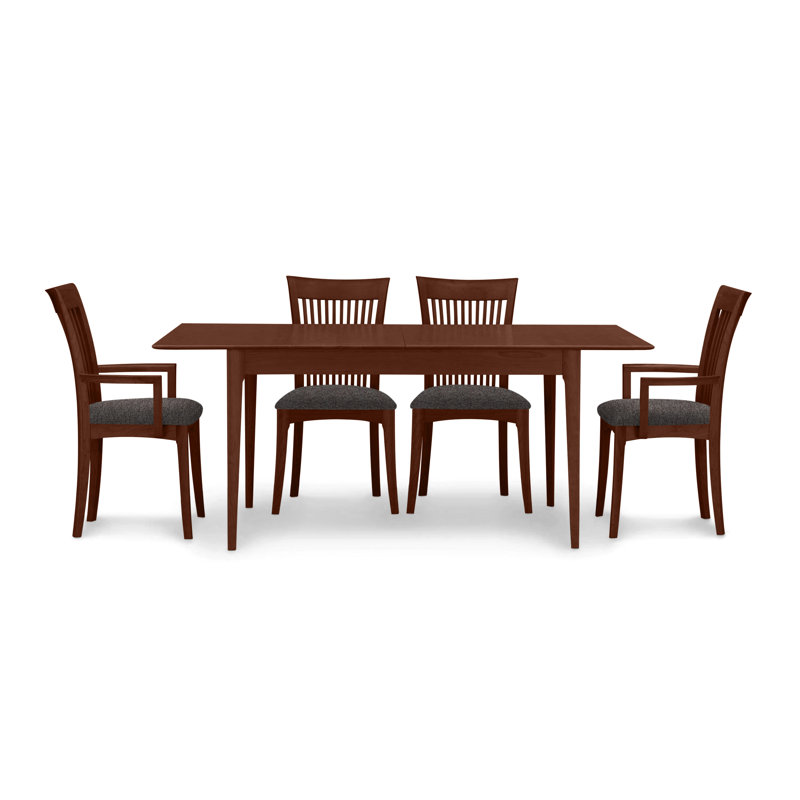 Sarah 4 - Person Solid Wood Top Four Leg Dining Set, Cognac Cherry, 30" H x 78" W x 36" D, Slate (M10245) Fabric