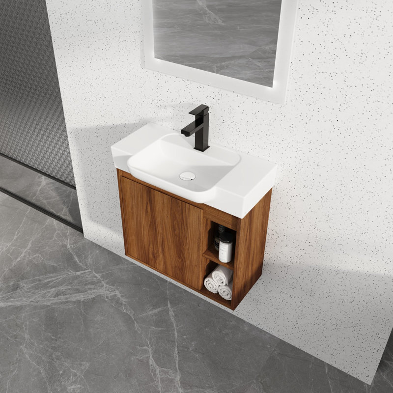 Meuble-lavabo mural avec lavabo en céramique