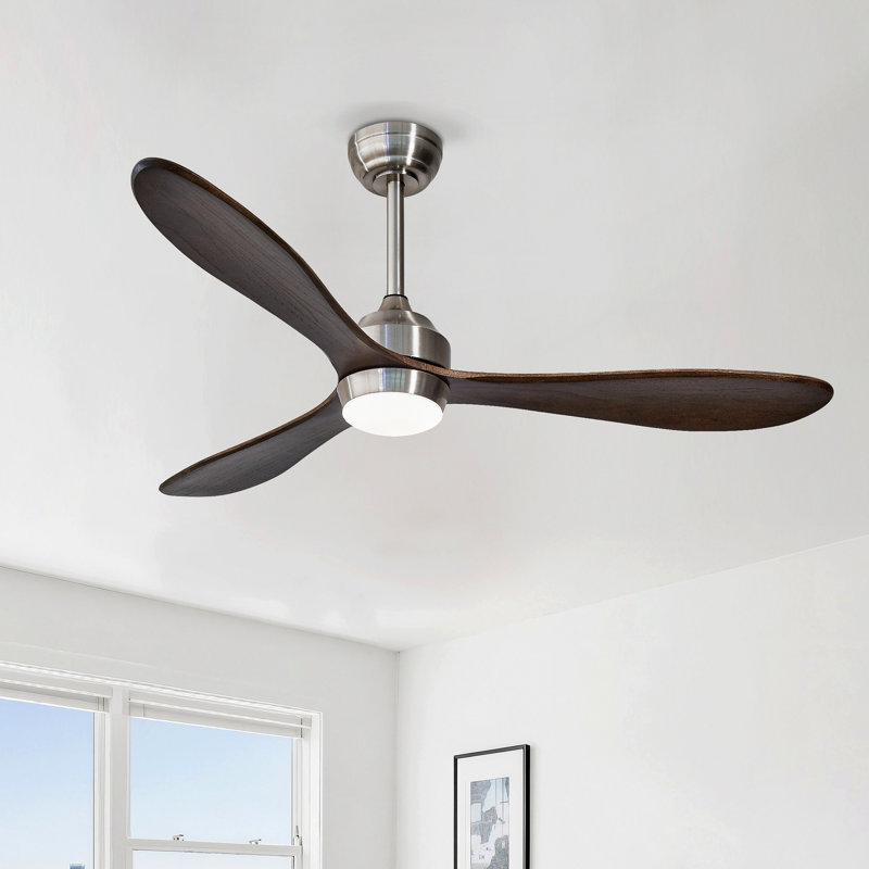 Ventilateur de plafond avec lumières, télécommande, 3 ventilateurs de plafond silencieux en bois massif à moteur à courant continu 6 niveaux, ventilateur de plafond réversible