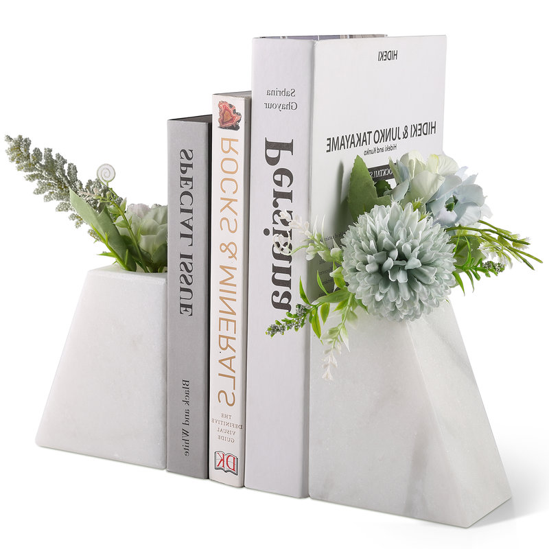 Marble Vase Bookends (Set of 2), White