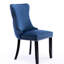 Chaise de salle à manger rembourrée de 2, velours bleu, pieds en bois massif, garniture de surpiqûres, 2 chaises en velours de style contemporain, tête de clou et-1955823838