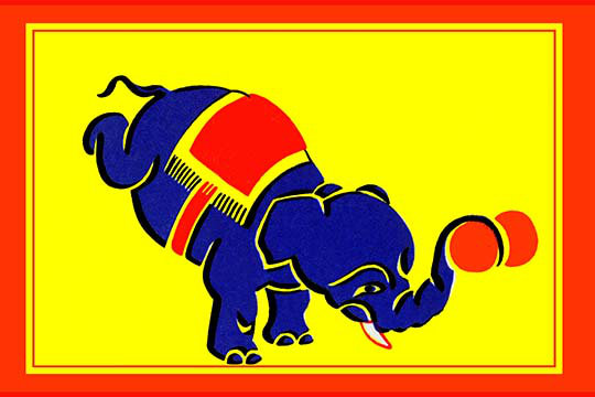 Éléphant cirque-imprimé, H 24 po x l 36 po x P 1,5 po