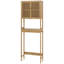 Armoire de rangement en bambou au-dessus de la toilette, organisateur de salle de bain au-dessus de la toilette avec portes à lattes, tablette réglable et tablette ouverte