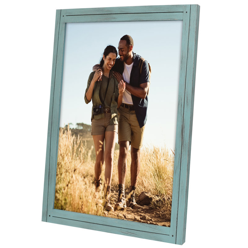 Cadre photo Americanflat rustique - poli, verre transparent, L 21,34 po x H 27,17 po, Rustic Turquoise