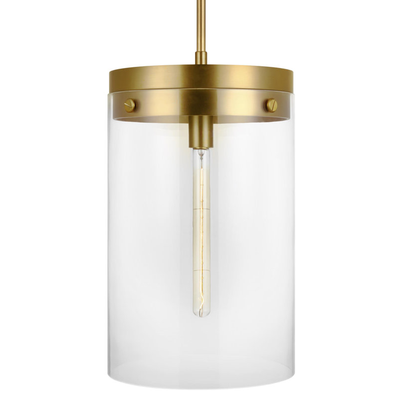 Garrett 1 - Light Single Cylinder Pendant by Chapman & Myers, Burnished Brass, 29.5" H x 12.375" W x 12.375" D