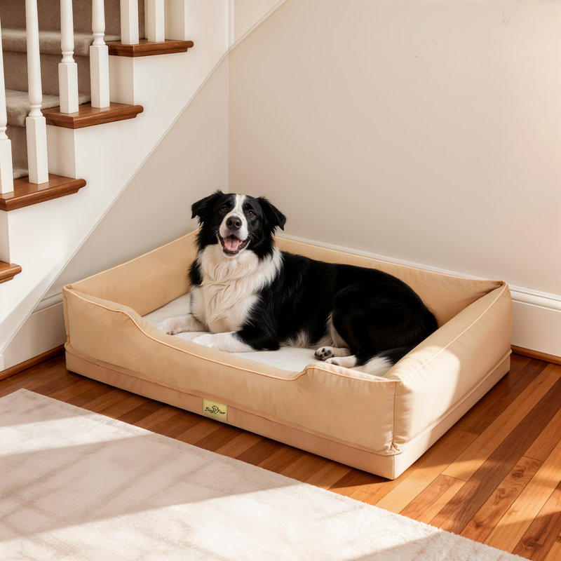 Orthopedic Dog Bed with Bolster , Grey, XL (21cm H x 105cm W x 75.5cm D)