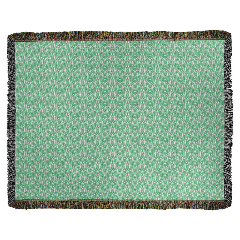 Couverture en coton tissé Katelyn Elizabeth, l 50 po x L 60 po, Vert gazon