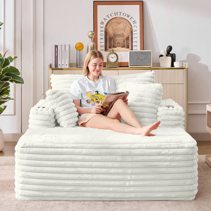 Upholstered Chaise Lounge, White