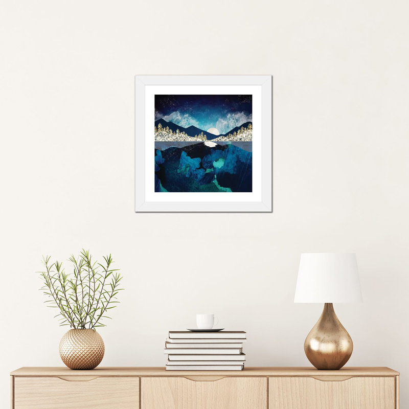 «Midnight Water», reproduction d'impression, H 16 po x l 16 po x p 1 po, Blanc, Papier encadré blanc