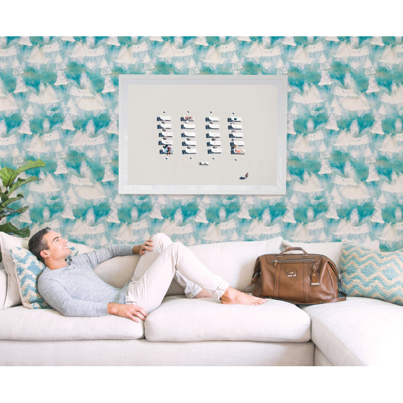 Ocean Waves 10' L x 24" W Wallpaper Roll, Self-adhesive, Vinyl