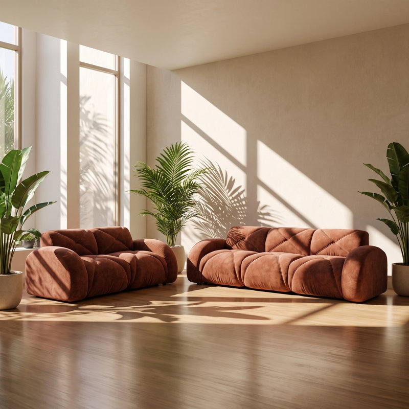 Ensemble de canapé modulaire en velours 5 places l 110,6 po x P 37,4 po x H 29,9 po UI Furniture