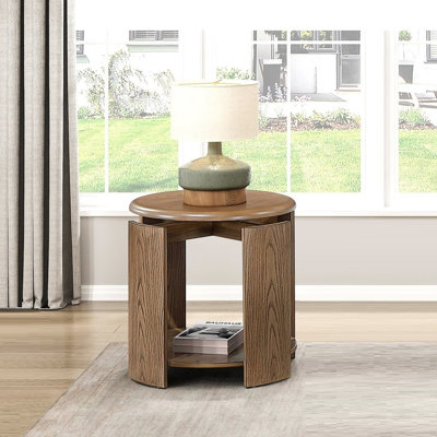 Table de bout ronde avec tablette ouverte