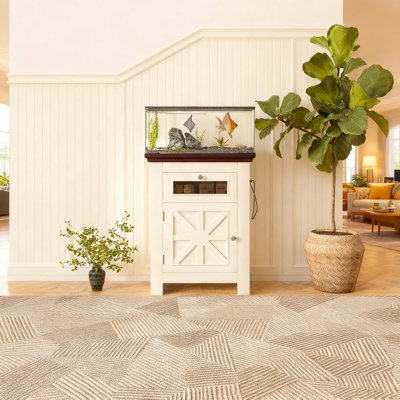 10-15 Gallon Fish Tank Stand, Aquarium Stand with Power Outlets, 198LBS Capacity, Fish Tank Table with Storage Cabinet and Drawer, Aquarium Table for Reptile Terrarium Stand