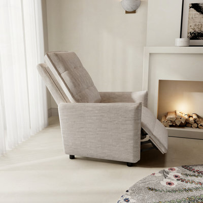Chenille Fabric Recliner Chair Manual Push Back Reclining Sofa with Sturdy Metal Frame