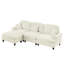 Canapé modulaire Comfy à 3 places en L blanc beige, tissu Mid-Century, chenille, accoudoirs évasés et volants détachables-544251639