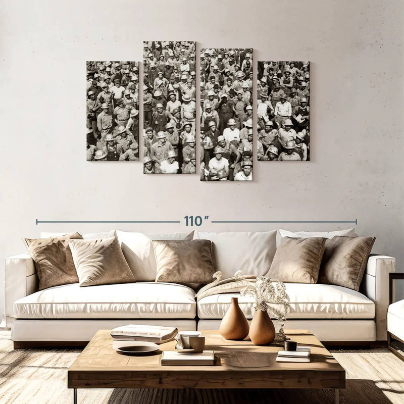 Leisha Crowd Of Laborers, 48" H x 75" W
