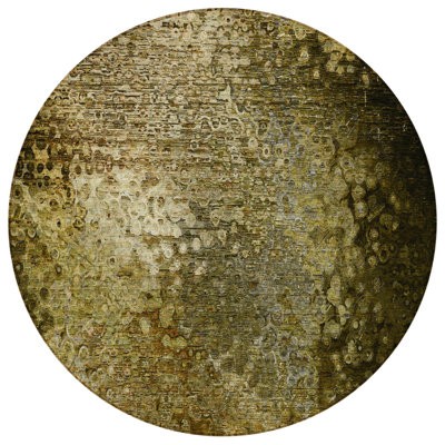8' Round Brown Round Washable Non Skid Indoor Outdoor Area Rug