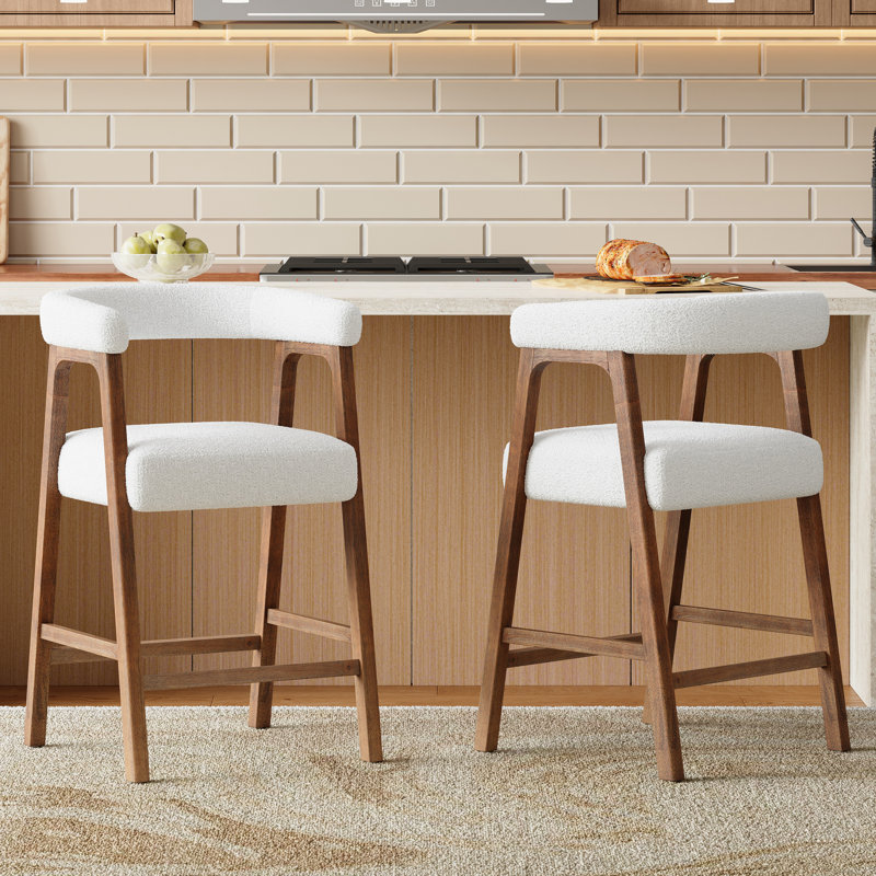 Tabourets de bar confortables en bois de noyer, conception moderne pour la cuisine, ensemble de 2
