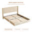 Bed Frame, Beige Fabric Bed with Padded Headboard and Wooden Slatted Base-120640635