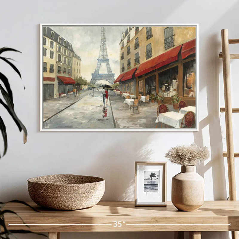 Le matin à Paris, Cadre flottant blanc, 25 po x 17 po