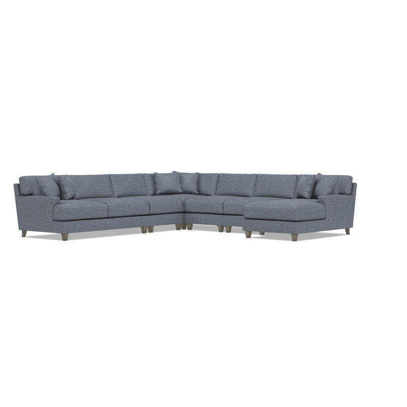 Bernhardt Mila 6-Piece Fabric Sectional, Teal Polyester, Right Hand Facing, 33.5" H x 137" W x 137" D