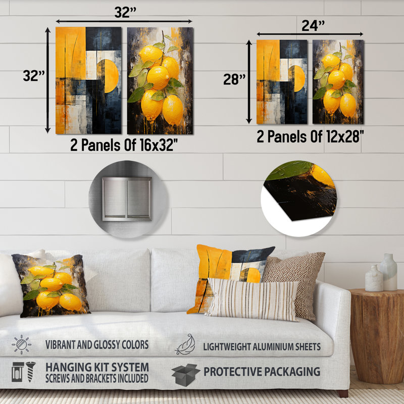 Worland - Ensemble de 2 reproductions de collages abstraits en métal, H 28 po x l 24 po