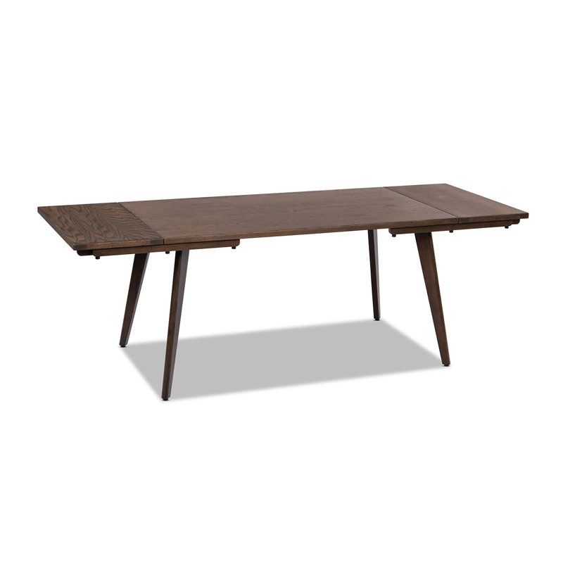 Table de salle à manger à rallonge en bois de chêne massif 59-90,5 "Hawley, H 30 po x L 59 po x l 33,5 po, Marron foncé