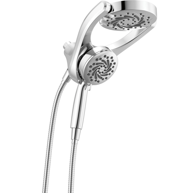 Chrome Dual Shower Head with Handheld and Rain Settings