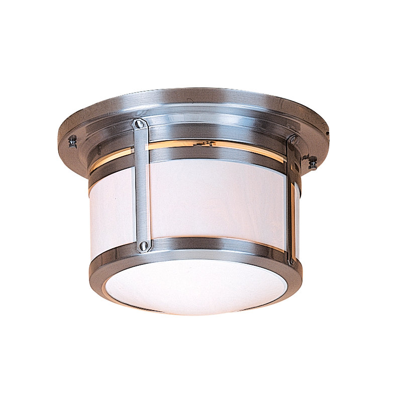 Berkeley 2 - Light Flush Mount, 8.5" H x 13.75" W, Verdigris Patina, White Opalescent