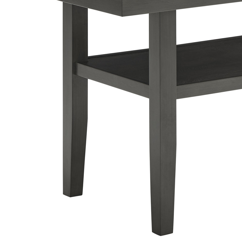 Table de salle à manger rectangulaire 60 po avec plateau de rangement en bois gris Selena