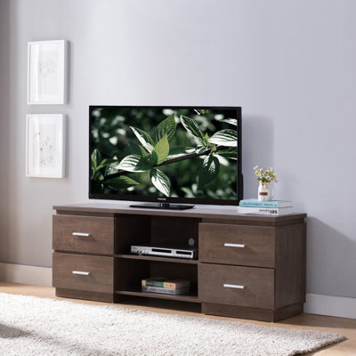 Home Entertainment Console, 60" TV Stand With 4 Drawers, 2 Shelves- Walnut