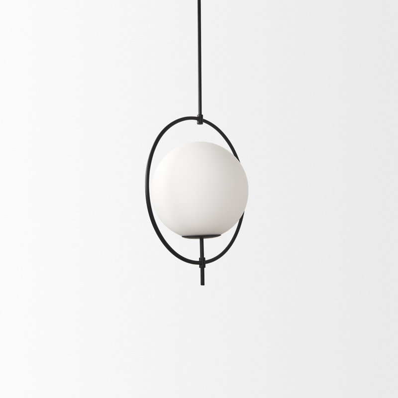 Luminaire suspendu sphère 1 lumière Meredi, Noir mat
