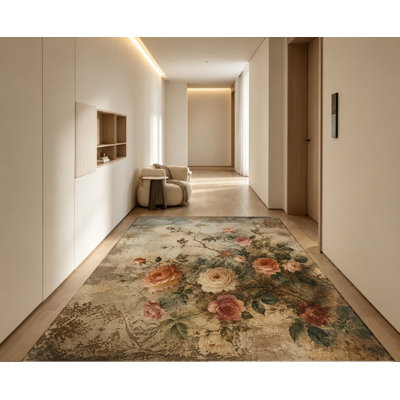 Tapis floral rétro, motif de bouquet de roses, conception artistique, tapis antidérapant, décoration intérieure pour le salon, la chambre à coucher, la cuisine, le vestibule