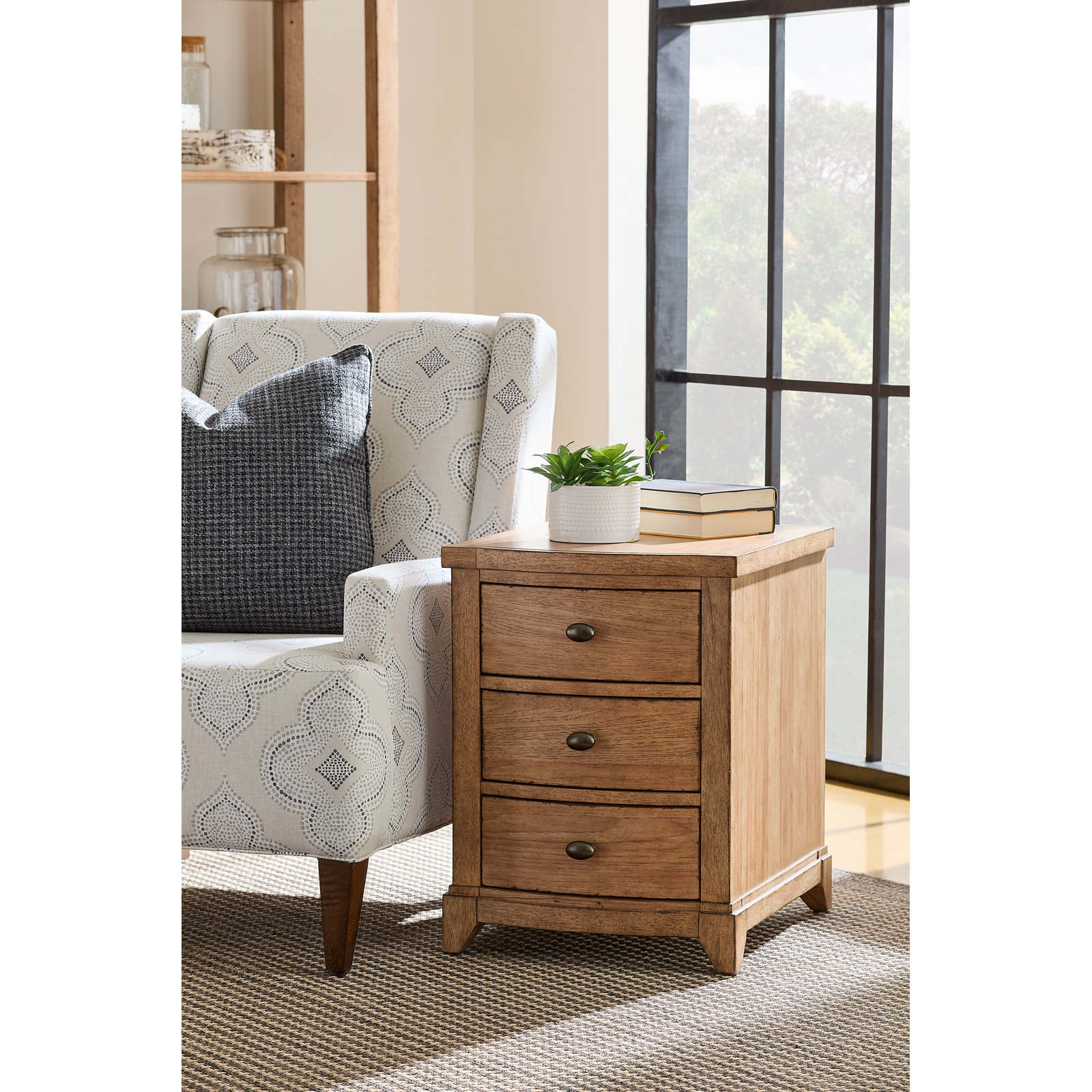 Mya End Table With Storage, Tan