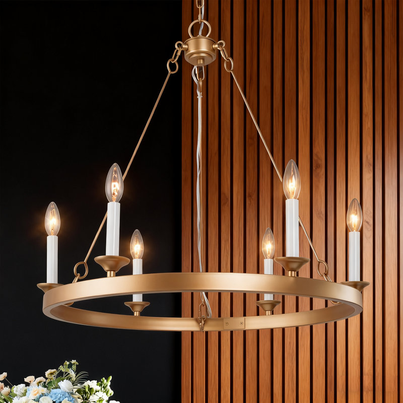 6-light 36.5 inches Kitchen Island Wheel Pendant Haning Chandelier Bedroom Kitchen