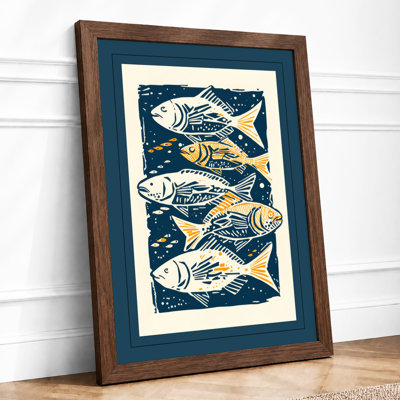 Five Fishes Rising Coastal - Framed Print