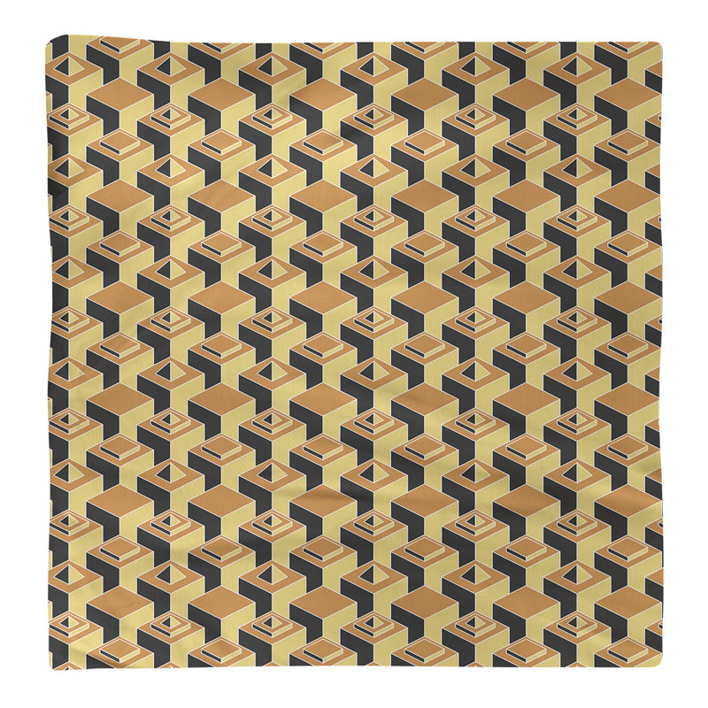 Serviette de table en coton à motif de gratte-ciels à deux couleurs, H 0,1 po x l 10 po x P 10 po, Orange/jaune
